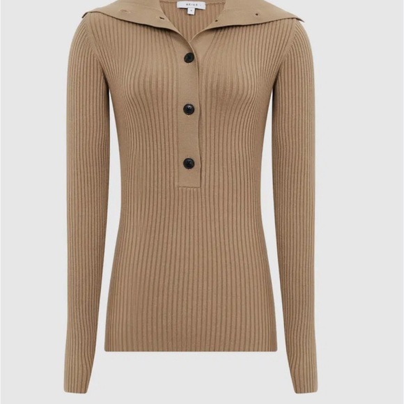 Reiss Tan Ribbed Cardigan - Picture 7 of 11